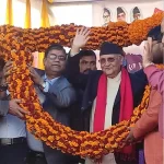 ओलीलाई रौतहटमा १०१ किलोको मालाले स्वागत